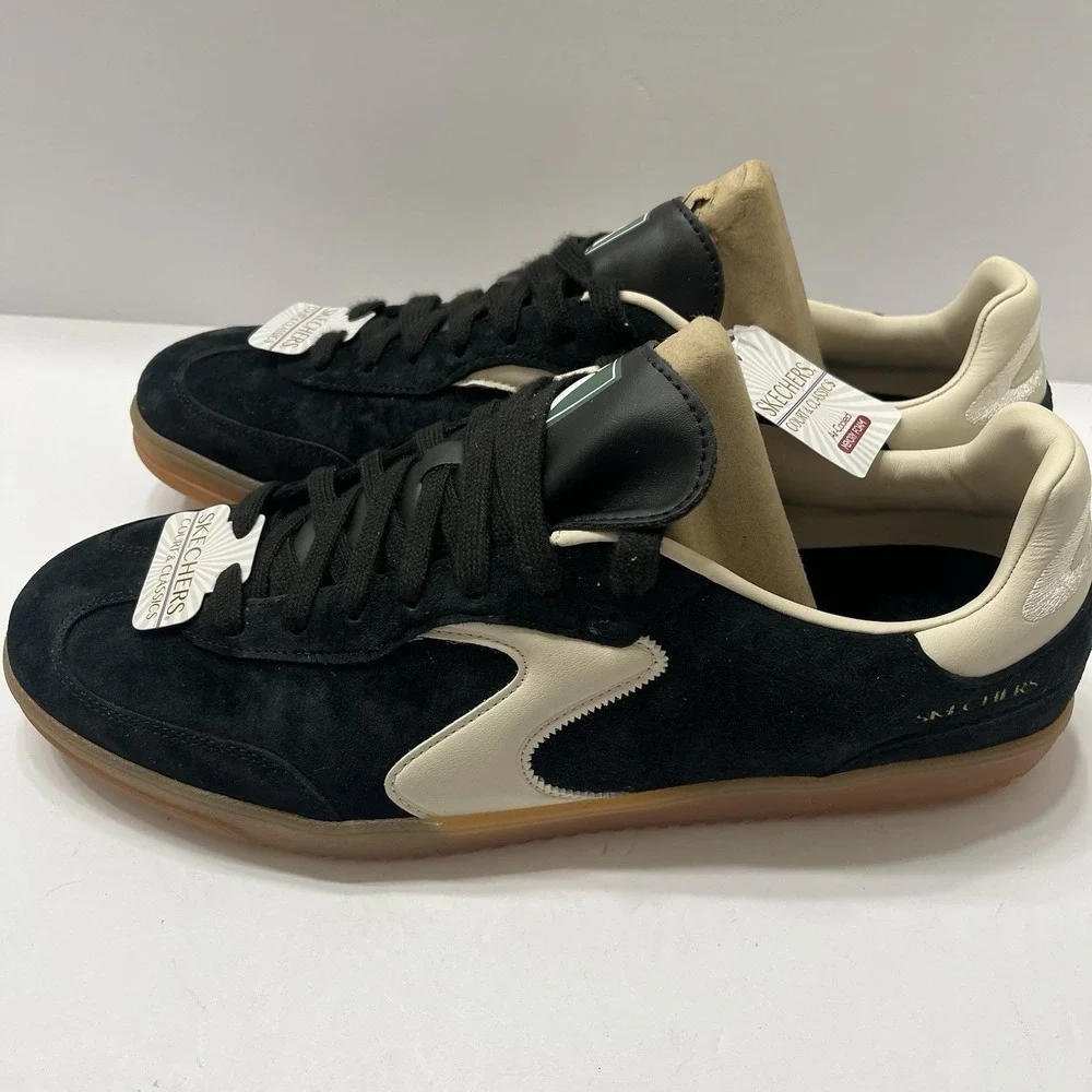 Skechers Court & Classic Men Hotshot Azir Sneaker Black Suede Gum Rubber Sole 11